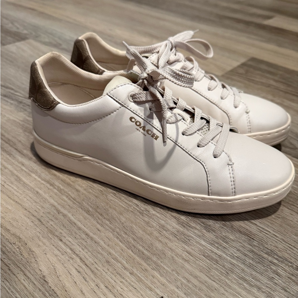 Coach Cream Sneakers with Gold Details